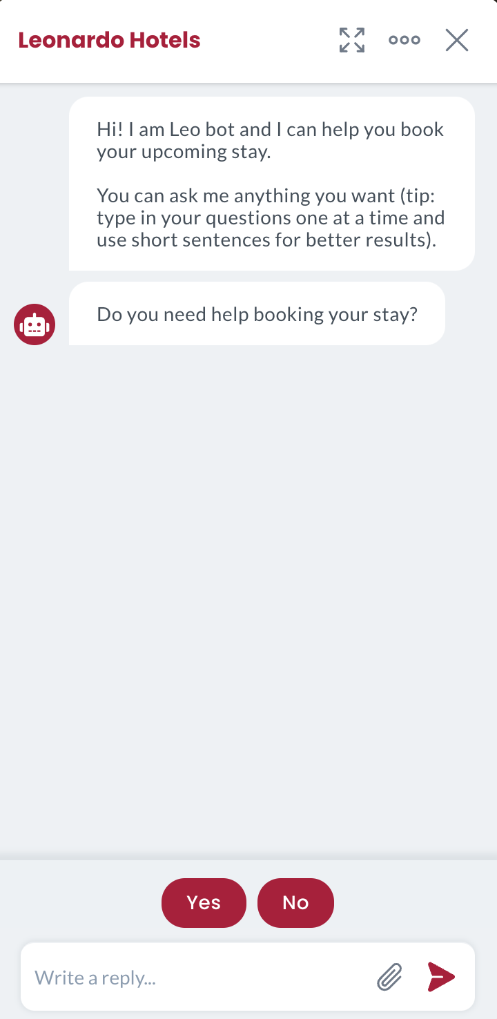 Leonardo hotels chatbot