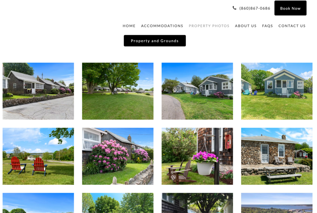 Image showing the website gallery of a cottage accommodations property