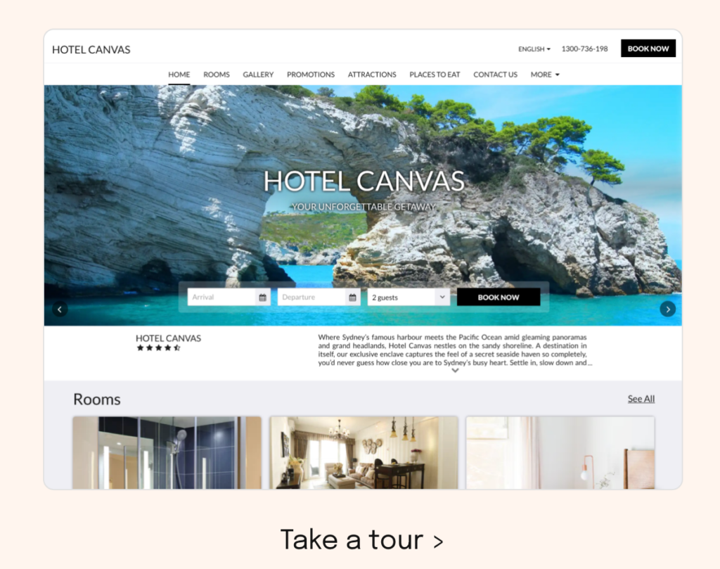 Image showing an example of a hotel website template