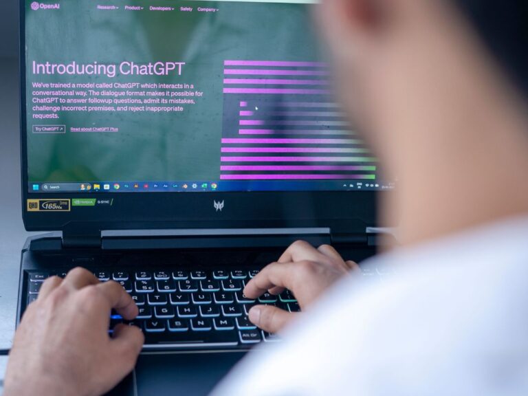 Employee using ChatGPT on laptop